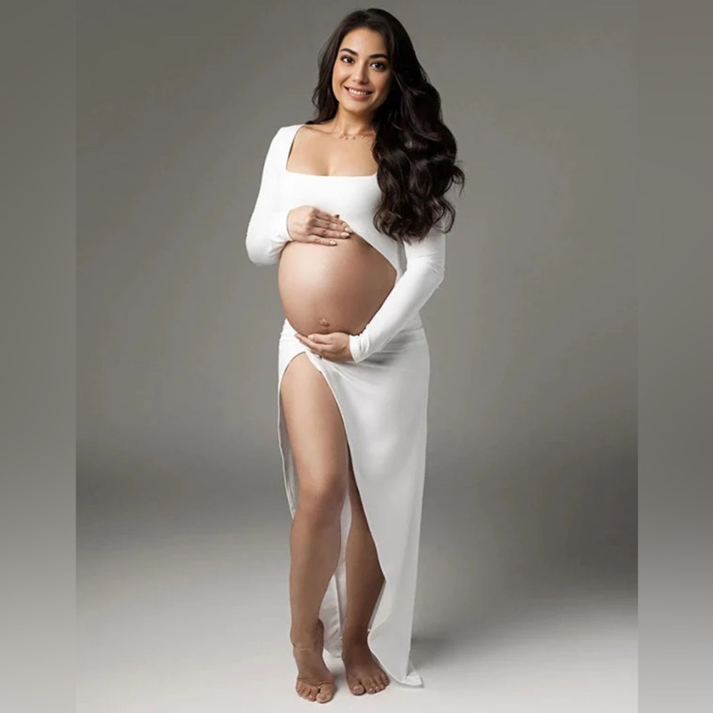 Elegant White Maternity Dress